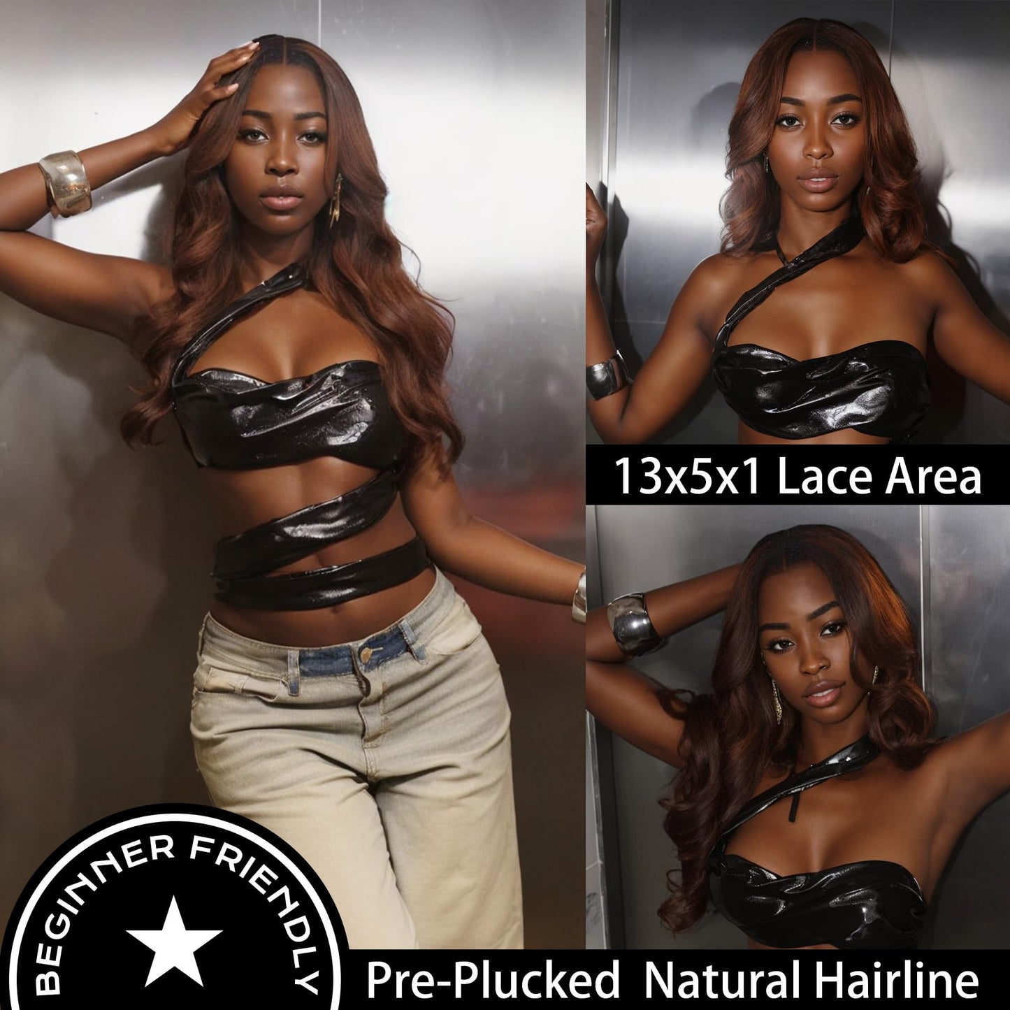 ZAVIDE Ginger Synthetic Lace Front Wig Orange Big Wave Glueless Wig Tpart 13x5x1 HD Lace Wig For Women