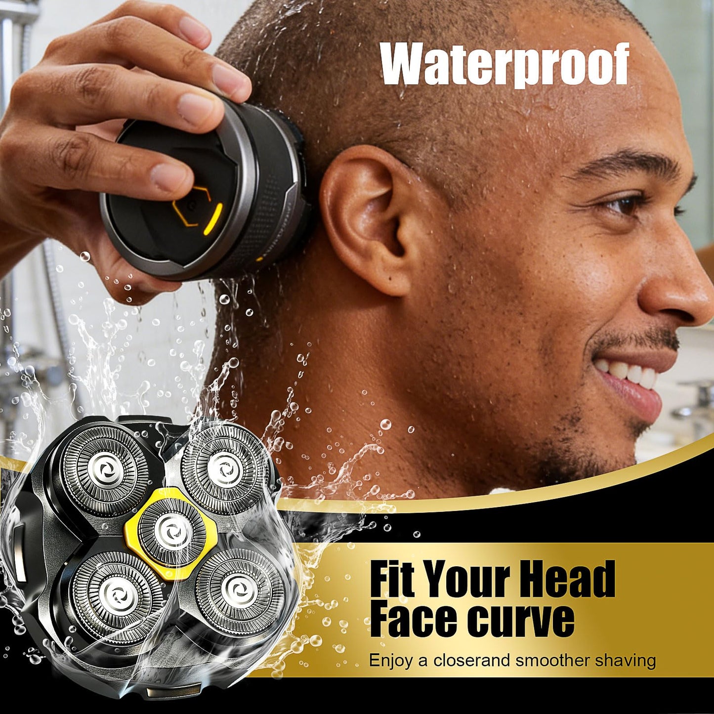 5 Head Shaver Replacement Head for MicroTouch Titanium Shaver for Bald Men Head and Face Wet/Dry Shaving (Black(4count))