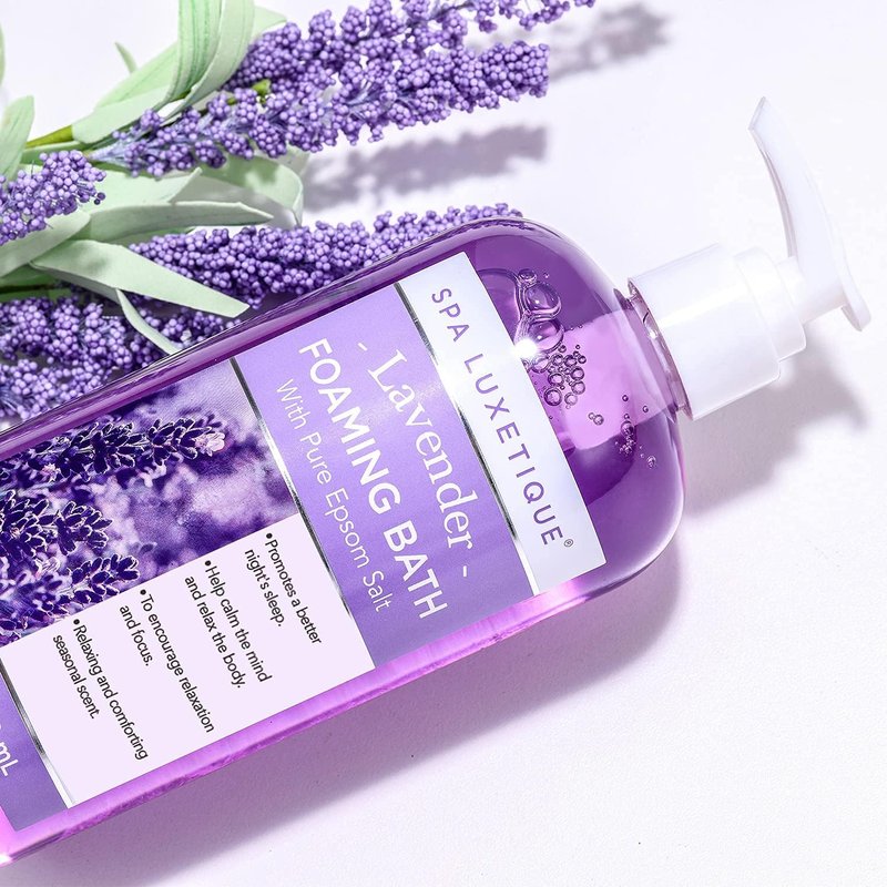 Spa Luxetique Bubble Bath Set - Foaming Epsom Salt Bath with Chamomile & Lavender | 3 Pack, 49.8 fl oz