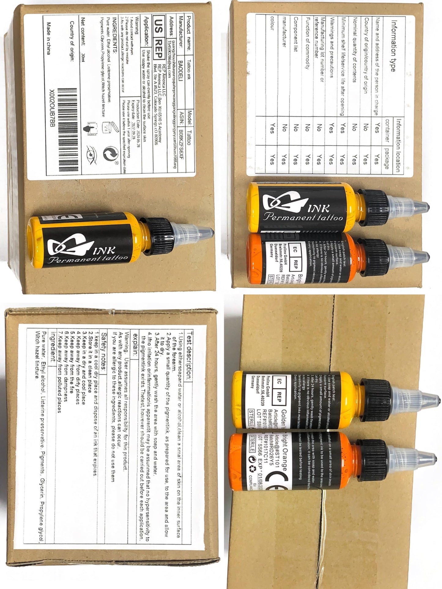 Tattoo Kit 14Pcs Tattoo Ink 14 Colors Set 1 oz 30ml/Bottle Tattoo Inks Pigment Kit for 3D Makeup Beauty Skin Body Art