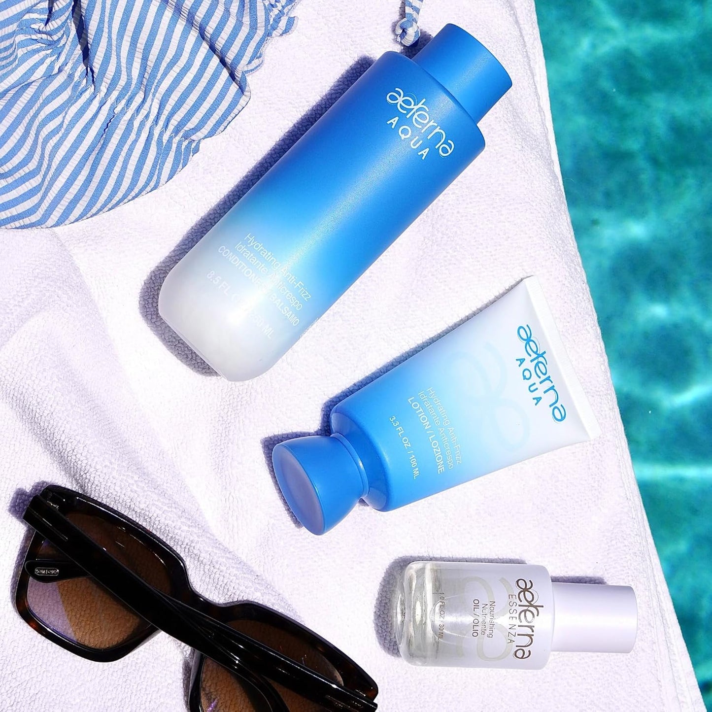 Aeterna AQUA Shampoo & Conditioner Set - Hydrating Anti-Frizz Hair Care with Almond & Aloe Vera | For All Hair Types