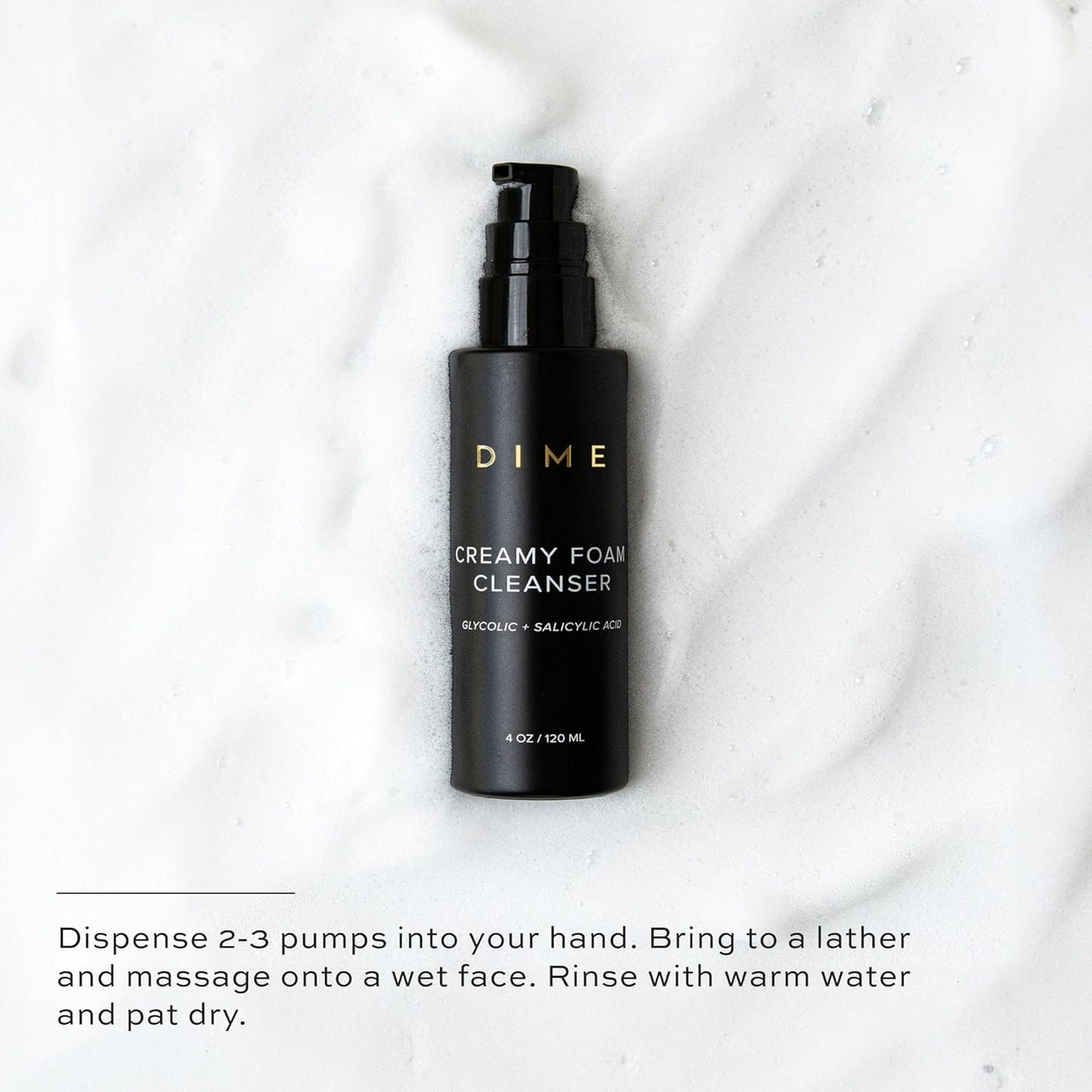 DIME Beauty Creamy Foam Cleanser - Daily Foaming Face Wash with Salicylic & Glycolic Acid | 4 oz - Vegan, Gentle for Acne-Prone Skin