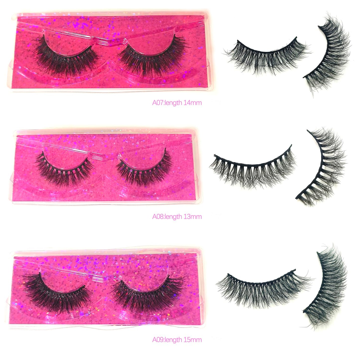 U-Hotmi Natural Look Fluffy Eye Lashes, Faux 3D Mink Lashes 10 Styles Eyelashes Wholesale(50 Pairs)