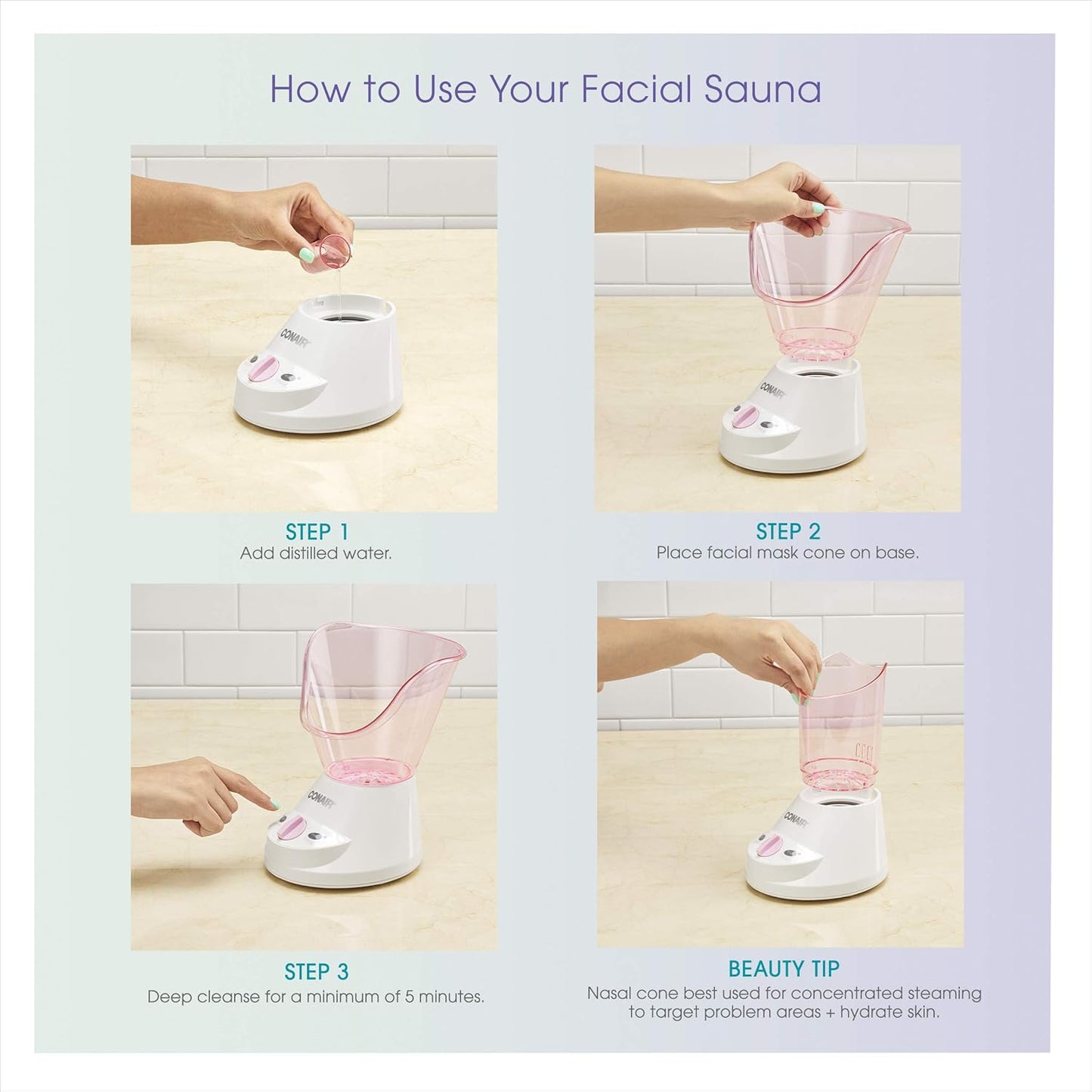 True Glow Facial Steamer - Gentle Mist Moisturizing System with Cleansing Brush | Spa Quality Skincare