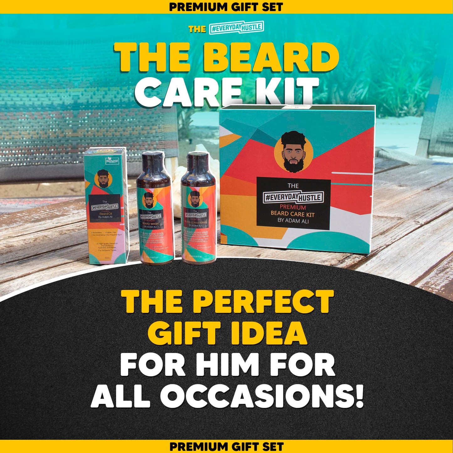 #EverydayHustle Premium Beard Care Kit for Men - With Shampoo, Conditioner & Spray Beard Oil - The Ultimate Beard Kit for Beard Moisture, Softening, Detangling, Grooming - 3-in-1 Pack