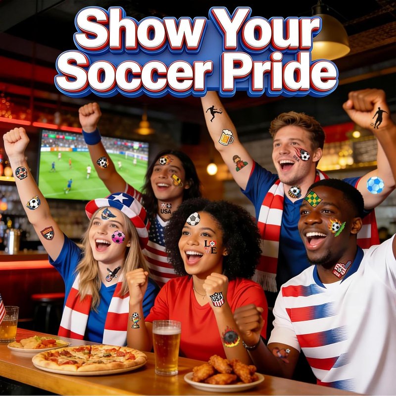 Temporary Soccer Tattoos Set - 100 Premium Football Designs, Easy Application for Parties & Events