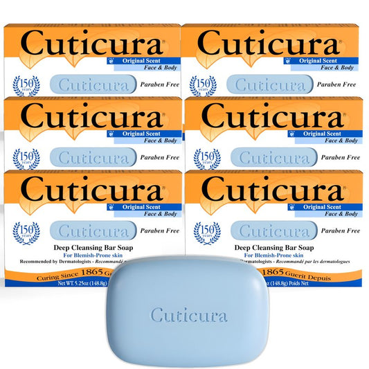Cuticura Official Deep Cleansing Face and Body Soap - 5.25 oz (Pack of 6)