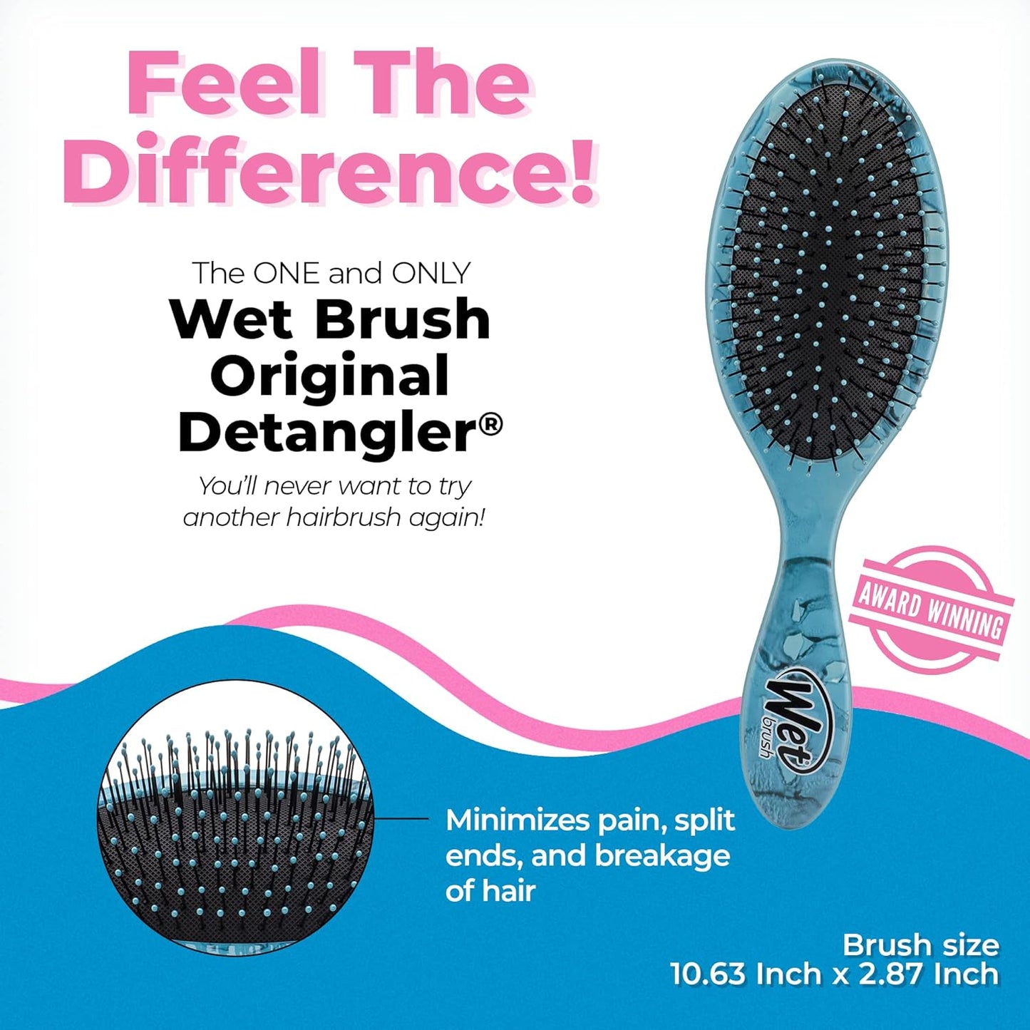 Wet Brush Original Detangler Hair Brush | Arctic Blue - Ultra-Soft IntelliFlex Bristles for All Hair Types - Pain-Free Tangle Removal (Pack of 2)