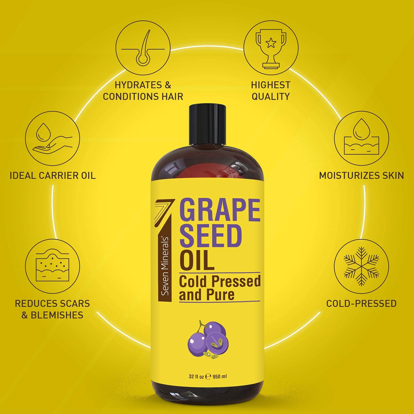 Seven Minerals Pure Grapeseed Oil & Organic Vegetable Glycerin