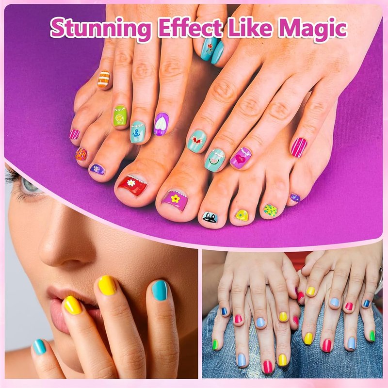Nail Art Pen Set for Kids - 8 Non-Toxic Glitter Polishes & Doodle Tips | Creative Nail Kit for Girls Ages 7-12