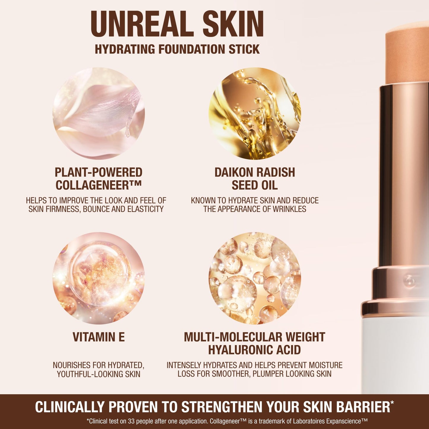Charlotte Tilbury Unreal Skin Tint & Sheer Glow Hydrating Foundation Stick - Cream Foundation Makeup with Sheer-to-Light Coverage & a Buildable Formula - Blurring, Smoothing & Nourishing - 5 Medium