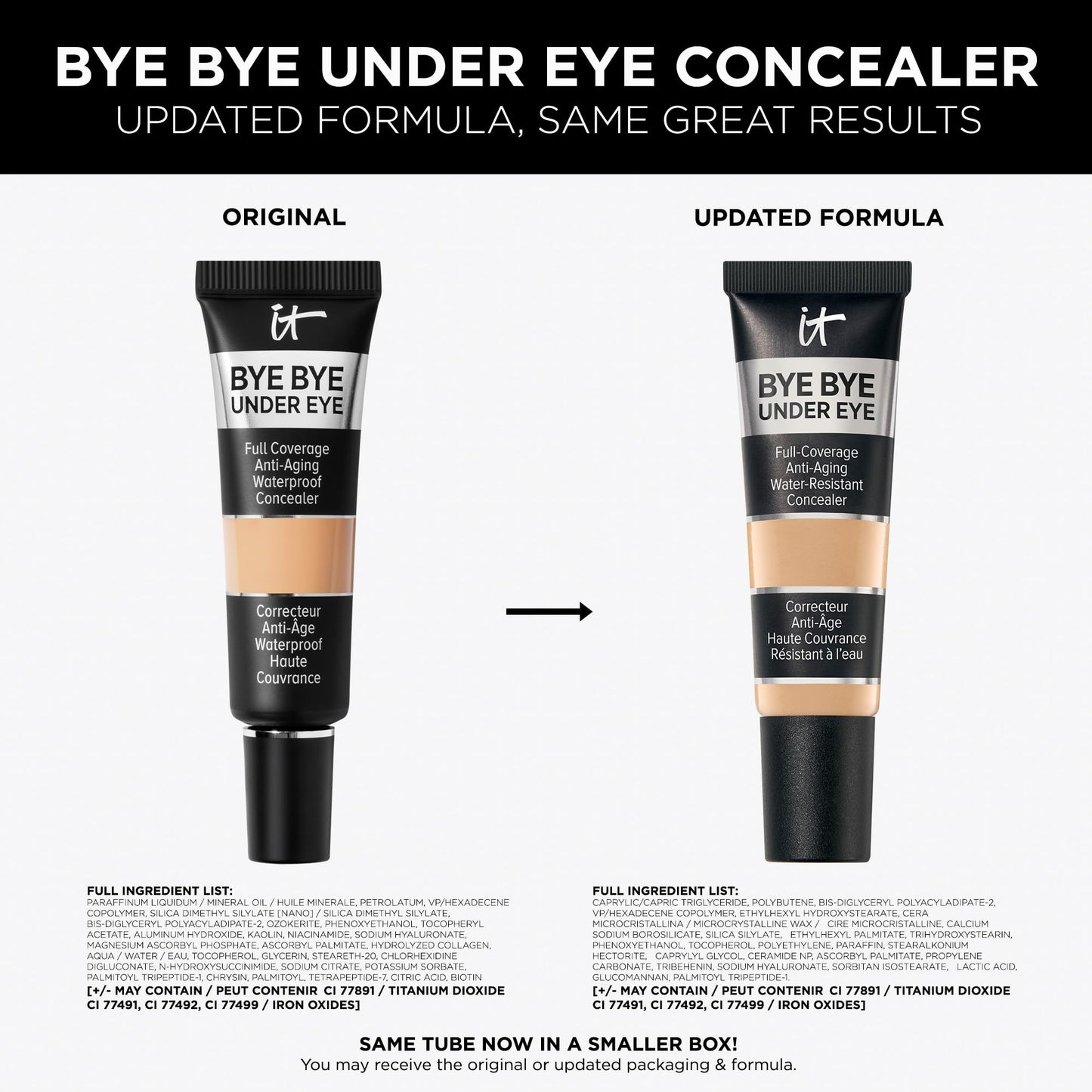 IT Cosmetics Bye Bye Under Eye Concealer (Medium Amber) - Waterproof, Full Coverage Brightening Concealer For Dark Circles, Fine Lines, Redness & Discoloration, Anti-Aging, 24H Wear - 0.4 fl oz