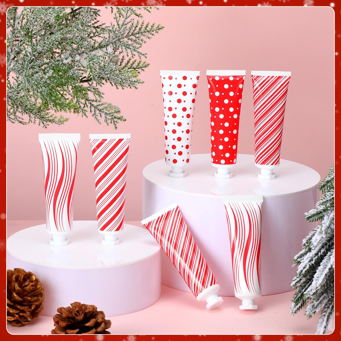 Dansib 30 Pcs Christmas Hand Cream Bulk Mini Hand Lotion Candy Cane Scented Peppermint Lotion Christmas Stocking Stuffers Bulk Holiday Gifts Employee Staff Teacher Appreciation Gifts for Coworkers