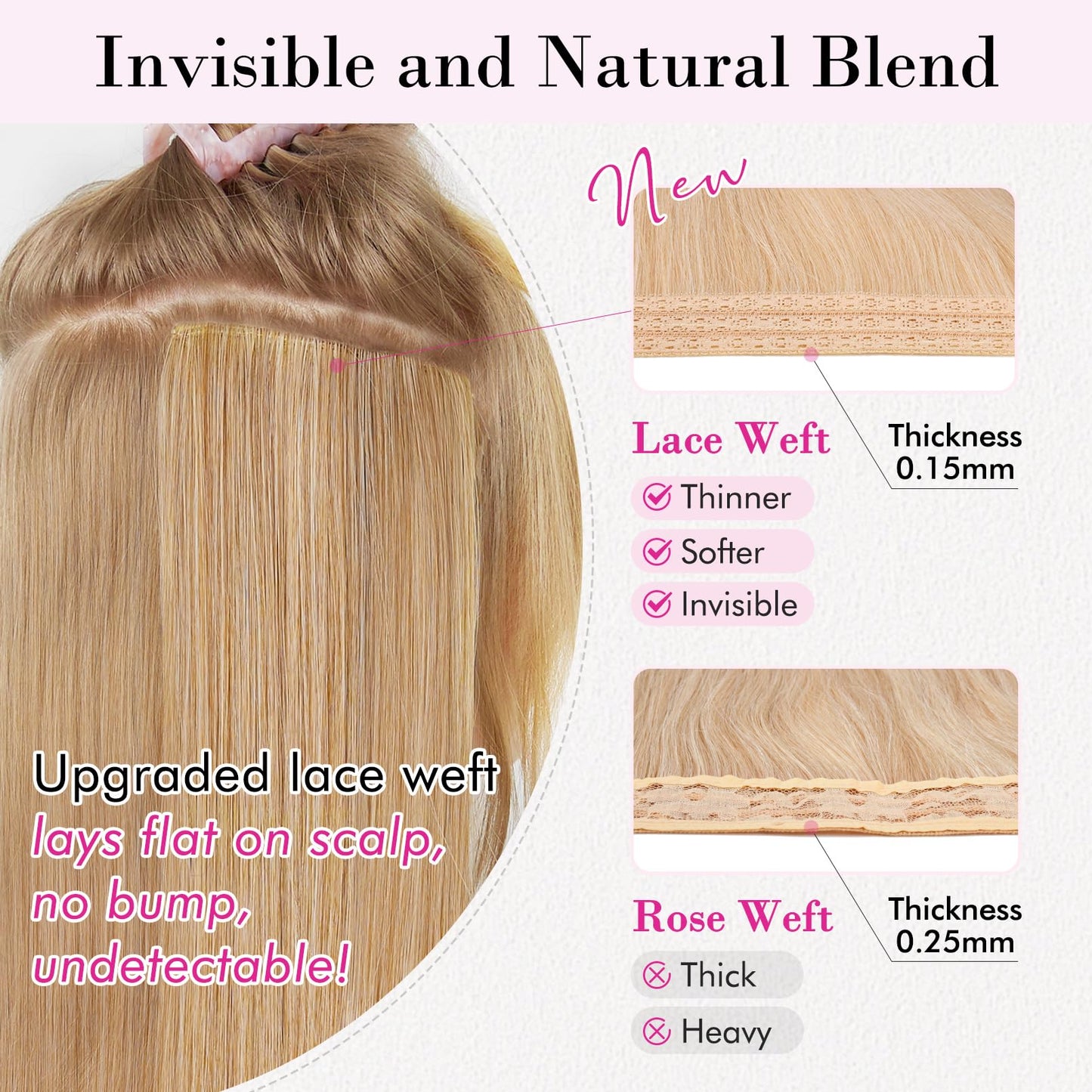 REECHO Clip in Hair Extensions, 4PCS 12" Short Curly Wavy Blonde Hair Extensions, Invisible Lace Weft, Natural Soft Hairpieces for Women - Dark Brown