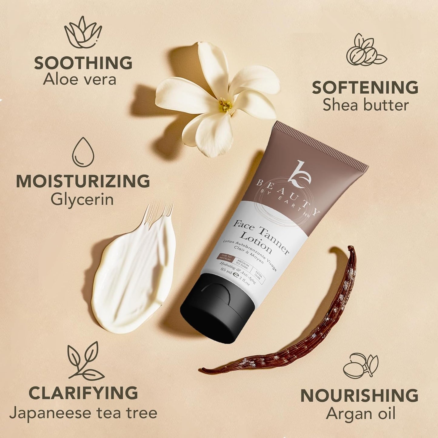 Face Tanner - Gradual Self Tanner Lotion for Natural-Looking Glow | USA Made with Organic Ingredients