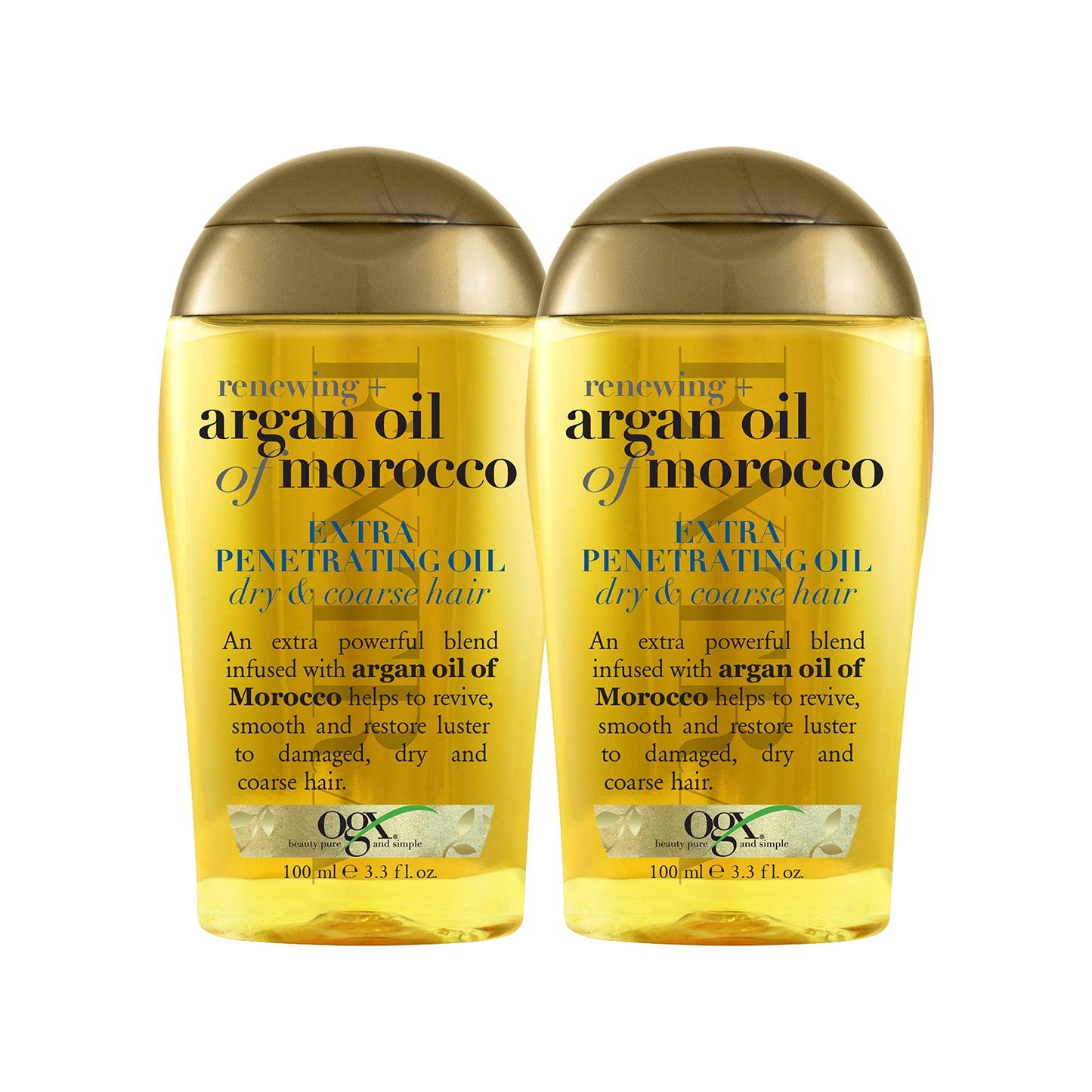 OGX Extra Strength Renewing + Argan Oil of Morocco Penetrating Hair Treatment Deep Moisturizing Serum for Dry Damaged & Coarse Paraben-Free Sulfated-Surfactants Free 3.3 fl oz