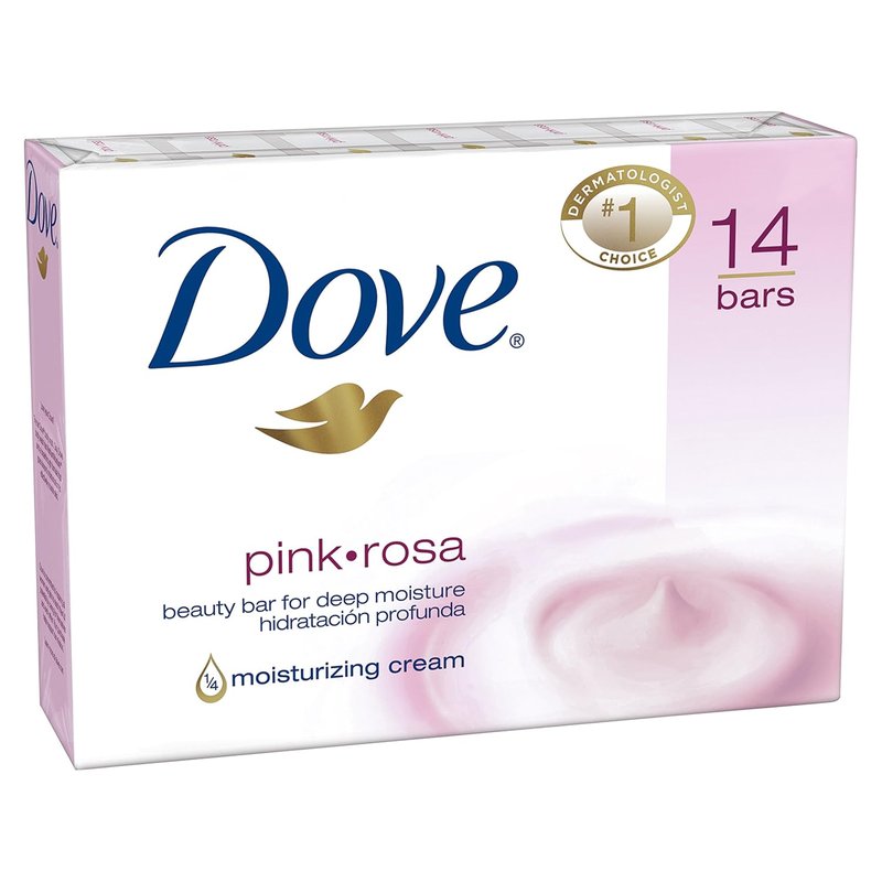 Dove Beauty Bar - Pink Moisturizing Soap | 4 oz | Pack of 14 Bars