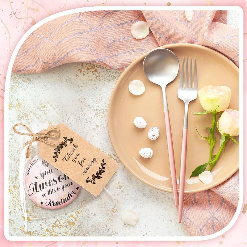 100 Sets 2.76" Inspirational Compact Mirrors Bulk Mother's Day Appreciation Gifts Small Pink Pocket Purse Makeup Mirror Souvenir Bag for Stuffer Items Women Graduation Quinceanera Employee (Awesome)