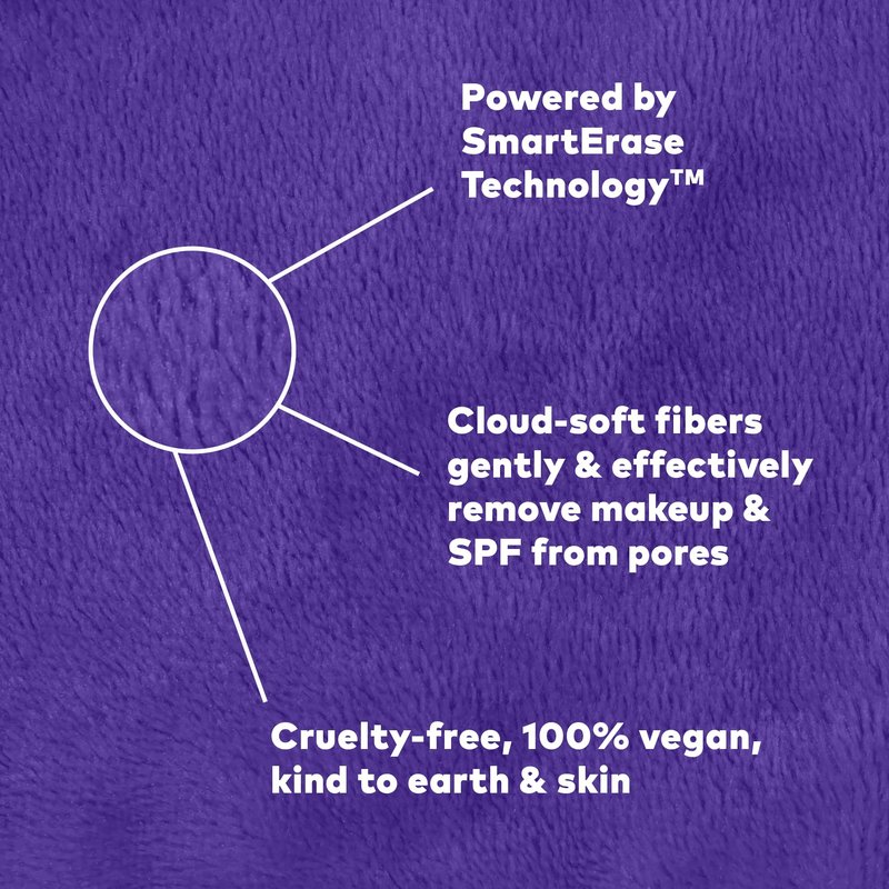 The Original MakeUp Eraser PRO, Effortlessly Remove All Makeup Using Only Water, Including Waterproof Mascara, Eyeliner, Foundation, Lipstick, Sunscreen,and More! Queen Purple, 1 ct.