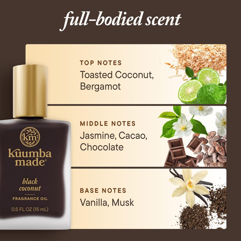 Kuumba Made Black Coconut Fragrance Oil, Long-Lasting Scented Oil Perfume Roller, Vegan, Alcohol-Free, 0.5 Fl Oz Fl Oz