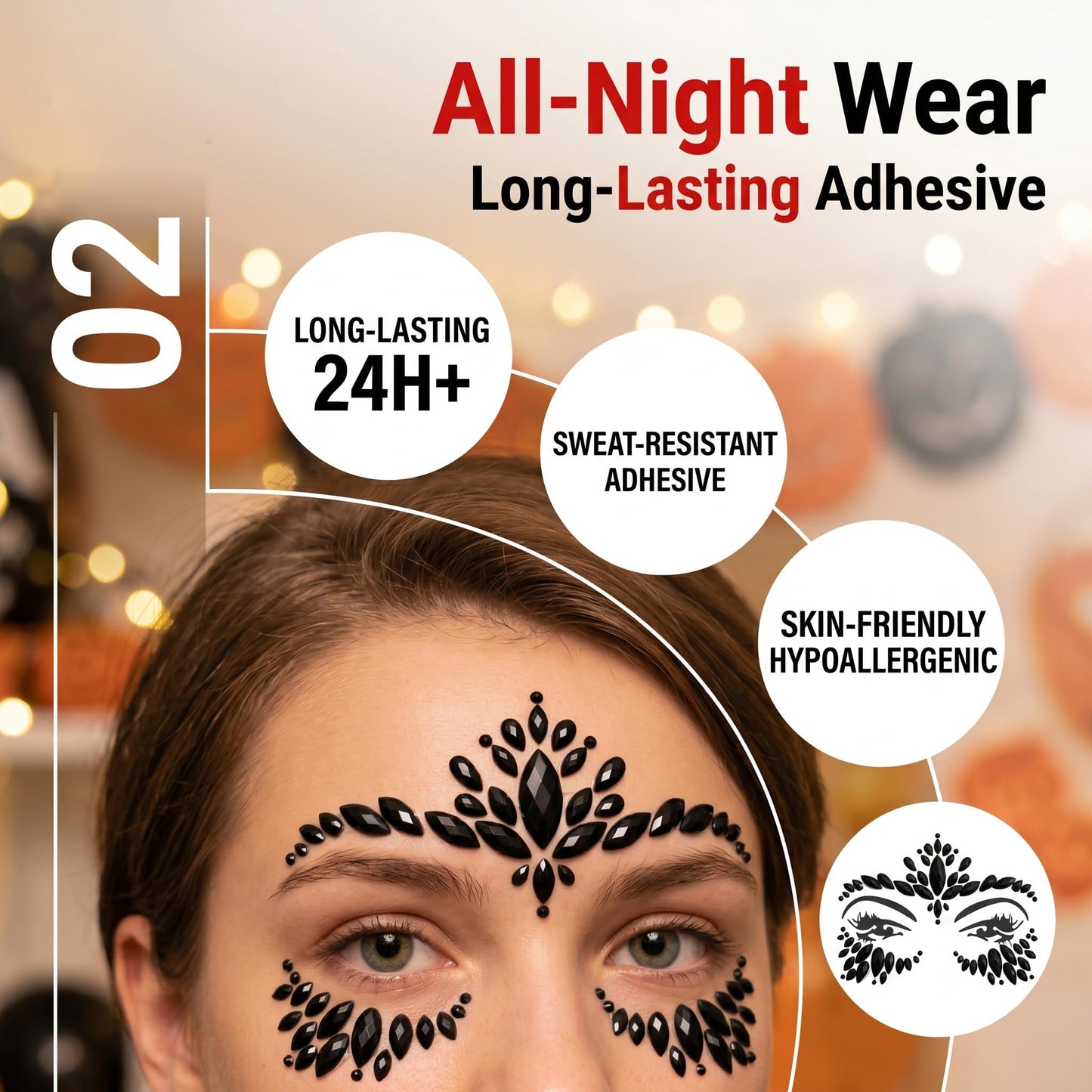 Kotbs Face Jewels Black Gems Women 6-Pack