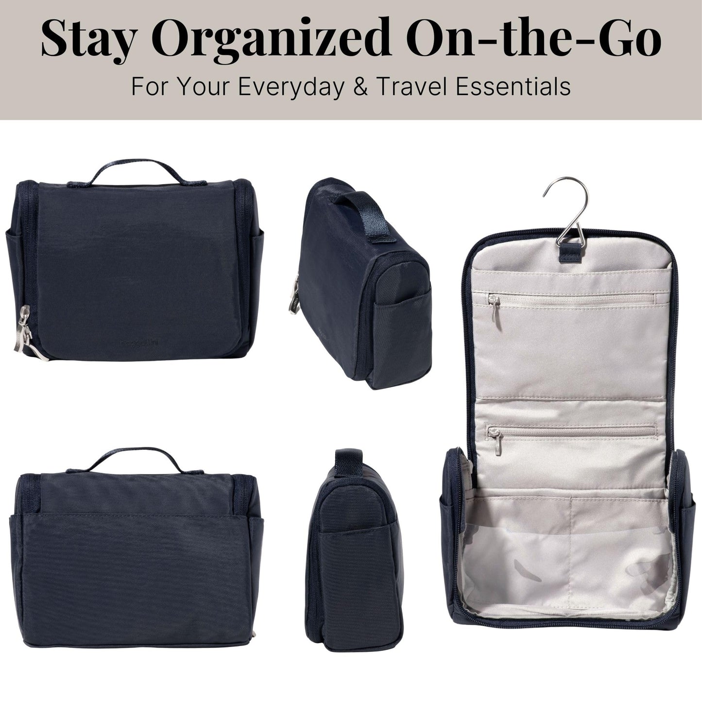 Baggallini Small Toiletry Kit - Lightweight 5x8 Inch Makeup Bag