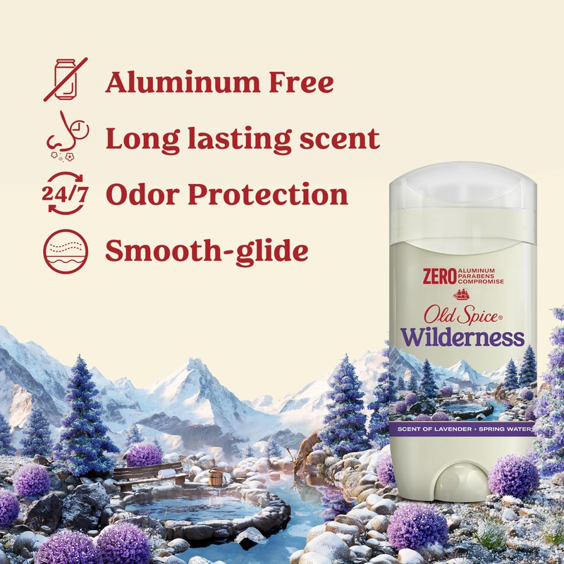 Old Spice Aluminum Free Deodorant for Men, 24/7 Lasting Freshness & Long Lasting Scent, 24/7 Sweat & Odor Protection, Wilderness with Lavender Scent, 3.0 oz (Pack of 3)