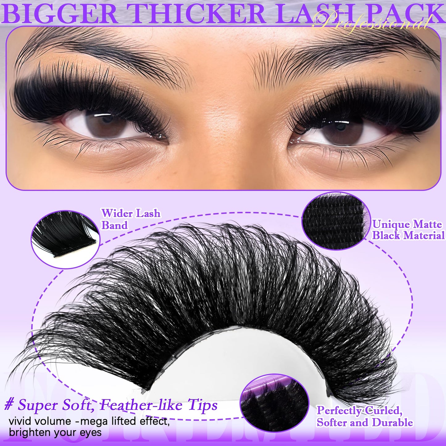 Thick Lash Clusters 180D Mega Volume Lash Extension 12-22mm Long Cluster Eyelashes Volume Individual Lashes D-Curly Faux Mink Eyelash Extension DIY Lash Extension for Beginners by FOINEMYED