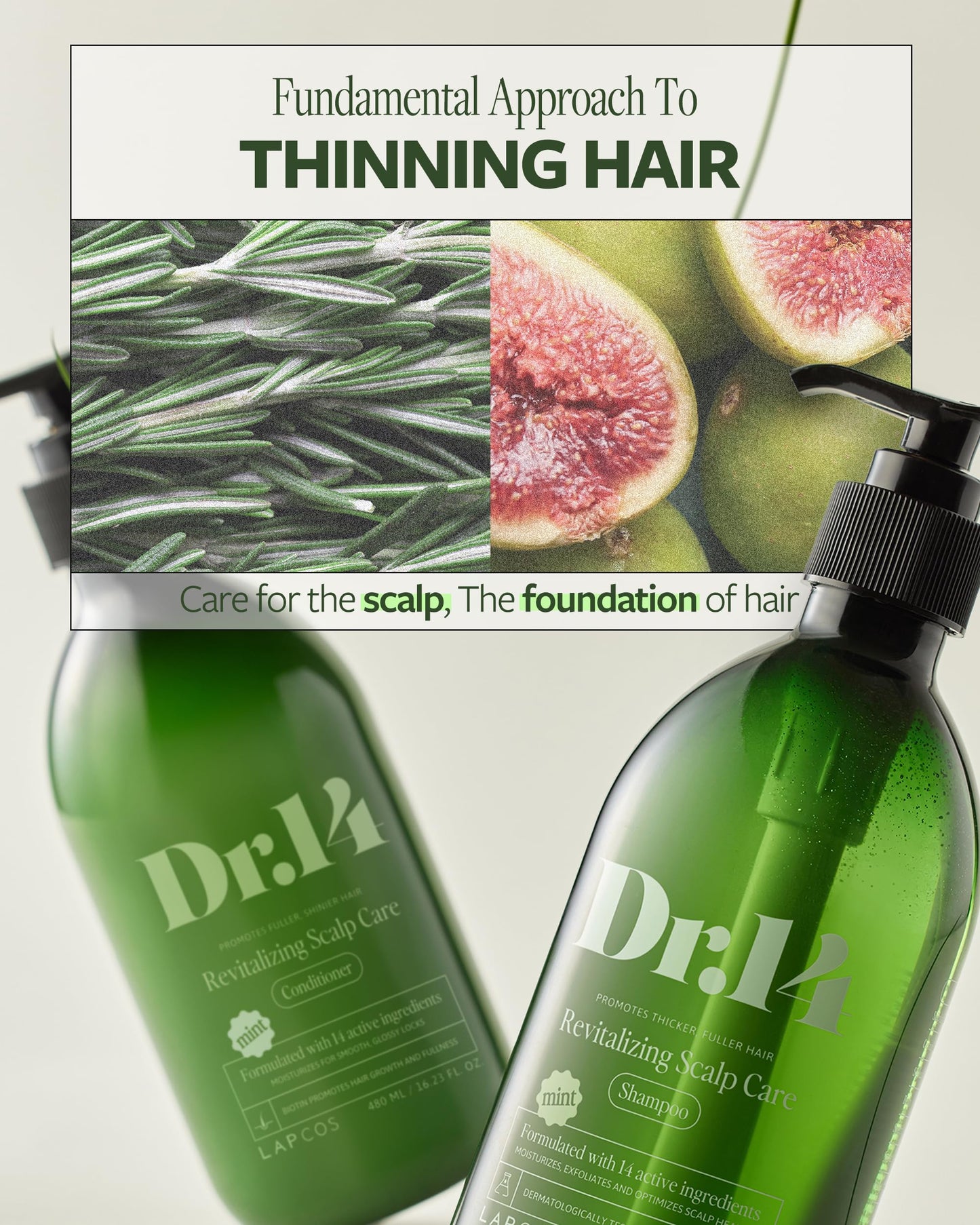 LAPCOS K Beauty DR.14 Revitalizing Scalp Care Conditioner - Strengthening Conditioner for Thicker Hair & Stronger Roots with Biotin, Collagen & Botanical Oils - Scented Korean Hair Care 16.23 fl oz