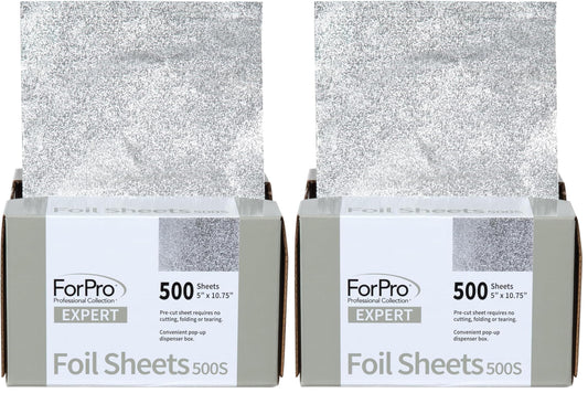 ForPro Professional Collection Expert Embossed Foil Sheets 500S, Aluminum Foil, Pop-Up Dispenser, for hair Color Application and Highlighting, Food Safe, 5"W x 10.75"L, 500-Count (Pack of 2)