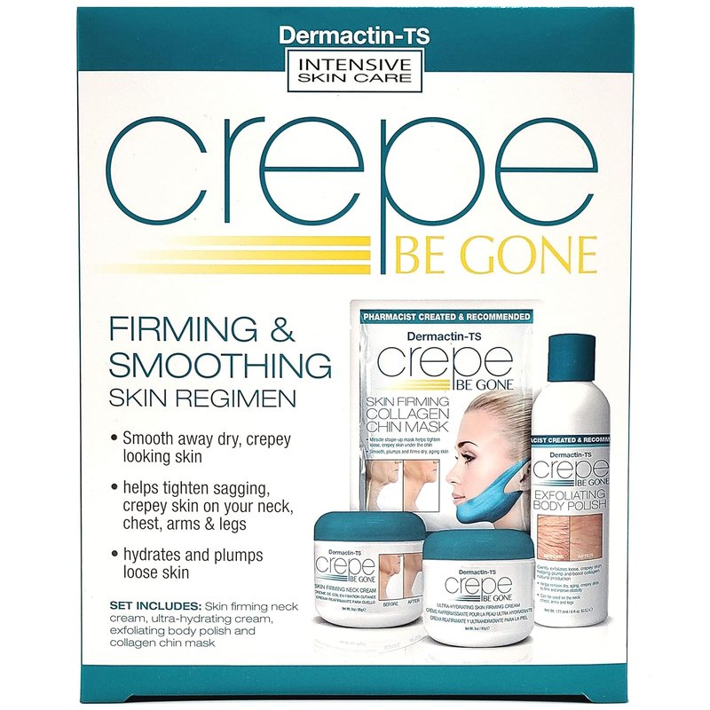 Dermactin | Crepe Be Gone Firming Skin Regimen 4-Piece Set - Neck Cream, Soufflé, Polish & Chin Mask