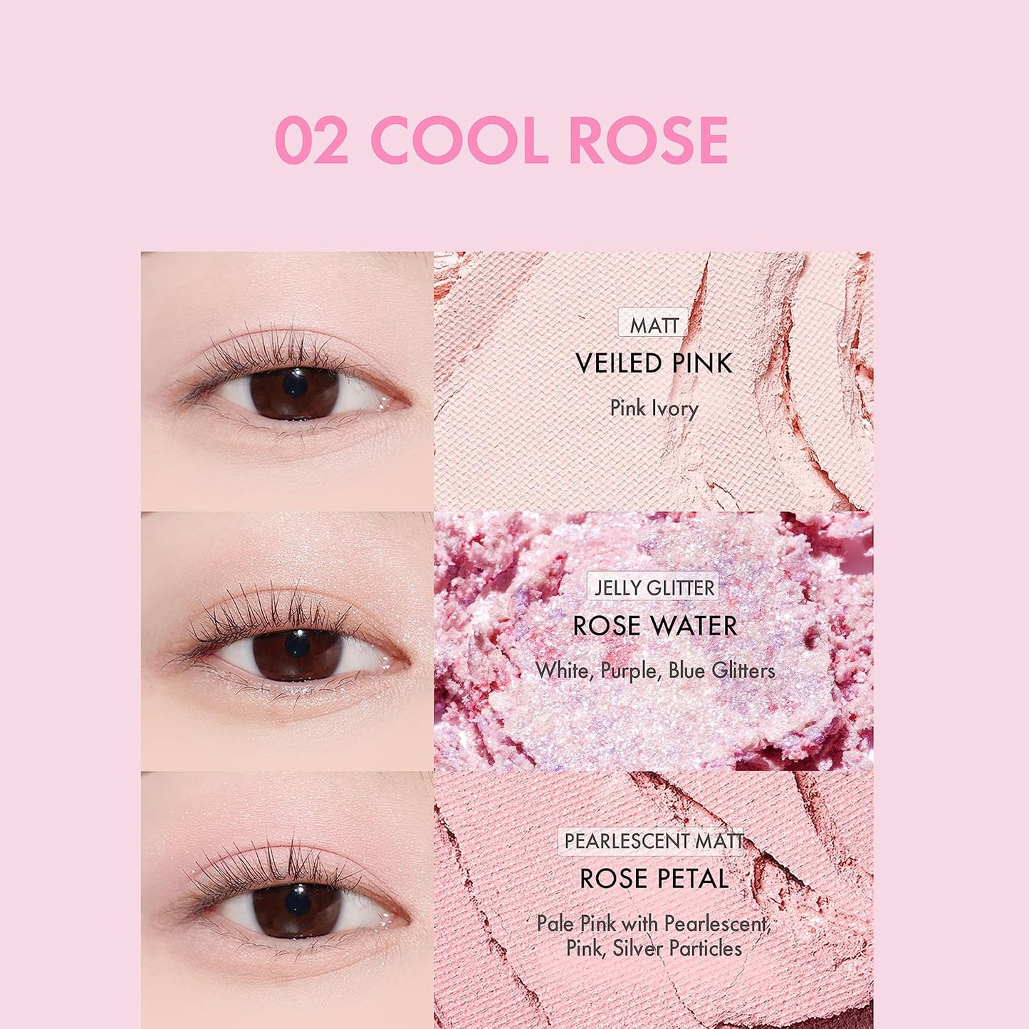 Amuse SEOUL Eye Color Palette - 9-Cool Rose Tones, Blendable Matte & Shimmer Eyeshadow, Vegan Korean Makeup | 02 Cool Rose