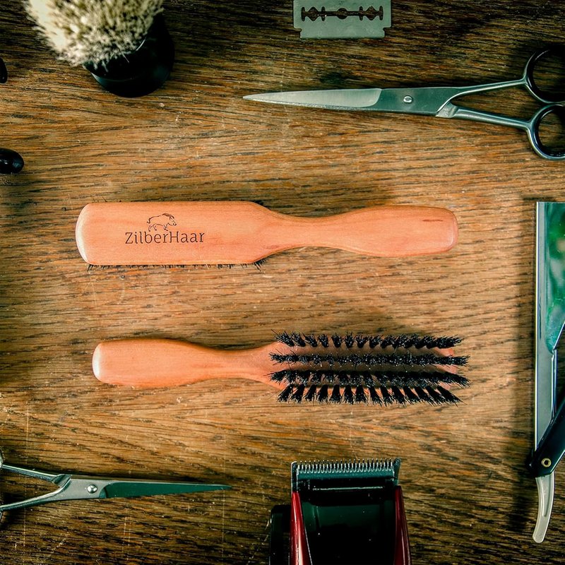 ZilberHaar Beard Brush - Soft Boar Bristles for Grooming | Promotes Growth & Straightens Beards