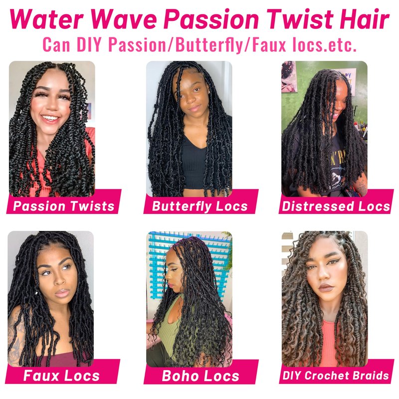 Dorsanee Ombre Chocolate Brown Passion Twist Hair 18 Inch 7 Packs Water Wave Crochet Curly Braiding Braids Hair for Women (T33#)