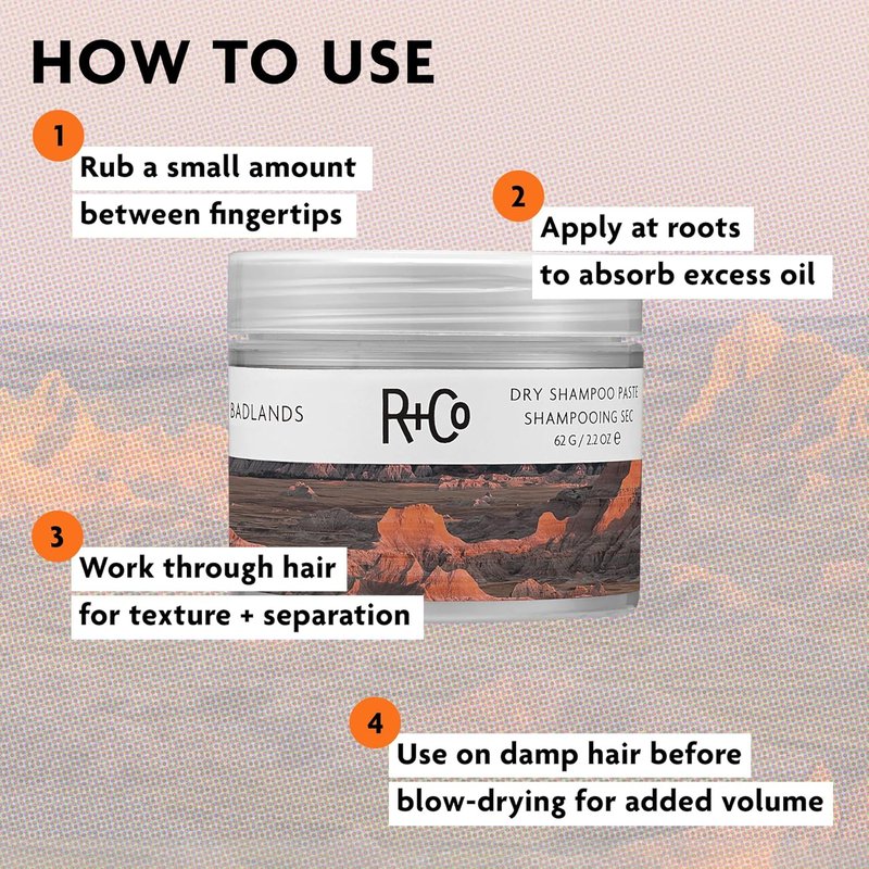 R+Co Badlands Dry Shampoo Paste - 2-in-1 Styling & Oil Absorbing Paste, Matte Finish for Second-Day Hair | 2.2 Oz