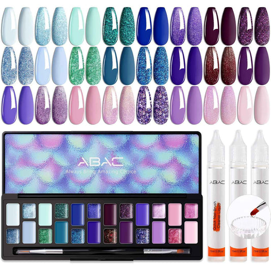 24 Color Gel Nail Polish Set with Pro Brush & 3 Acrylic Nail Art Cleaners