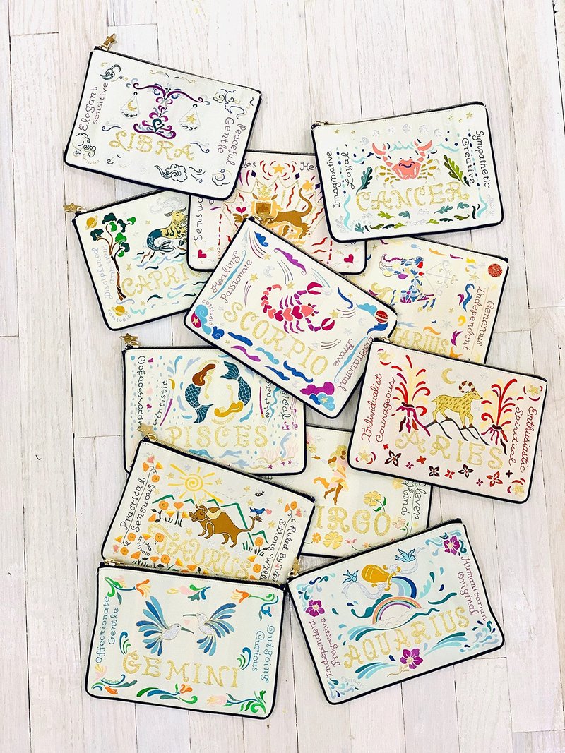 Catstudio Astrology Zipper Pouch, Gemini Zodiac Sign, Celebrate May & June Birthdays with Travel Toiletry Bag, 5 x 7, Ideal Gift for Geminis, Makeup Bag, Dog Treat Pouch, or Travel Purse Pouch