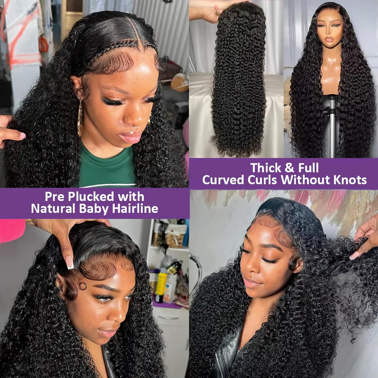 Hrnytdek 180% Density 13x6 Lace Front Wig Human Hair - Glueless Swiss HD Lace, Pre Cut Body Wave 30Inch, Pre Plucked Hairline & Baby Hair, Thick & Tangle-Free (Black)