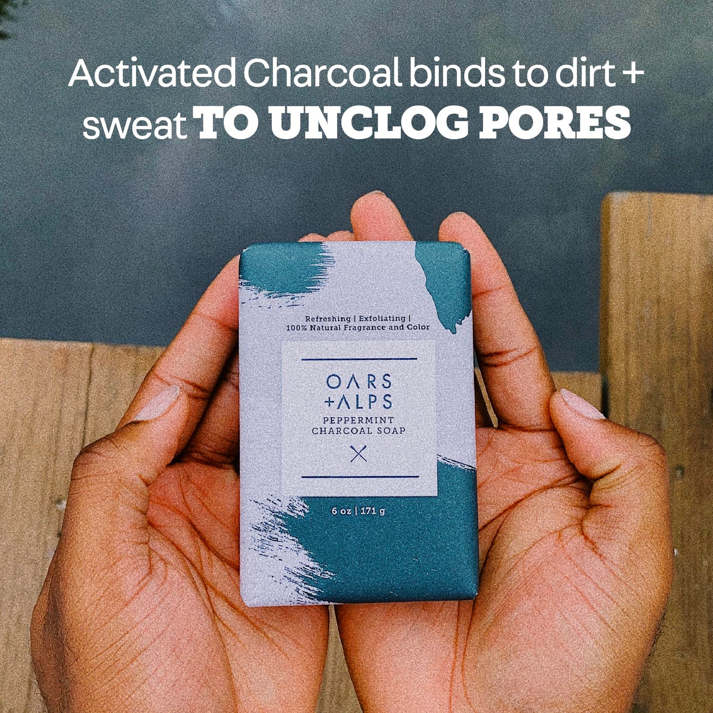 Oars + Alps Exfoliating & Moisturizing Bar Soap for Men, Deep Cleaning Soap, Clean Ingredients, All Skin Types, Peppermint Charcoal, 3pk