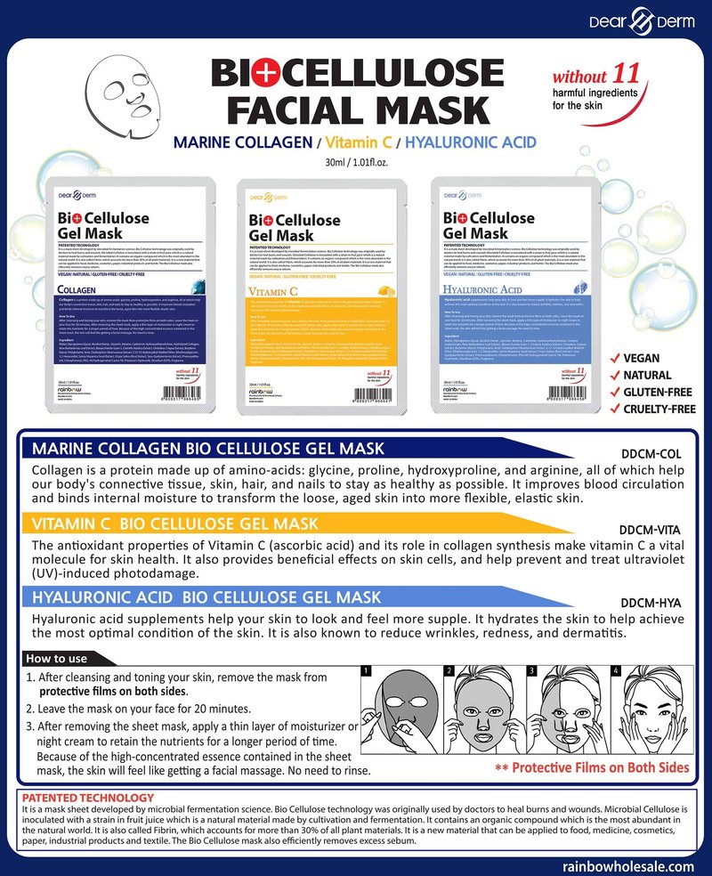 Dear & Derm Bio Cellulose Gel Mask, Skincare Face sheet mask, Facial sheet mask - Vitamin C x 10 sheets