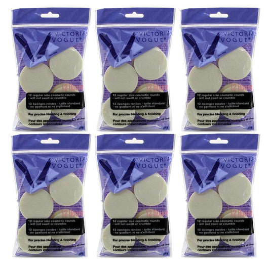 Victoria Vogue #912 Cosmetic Rounds 12 Count Regular Size (Pack of 6)
