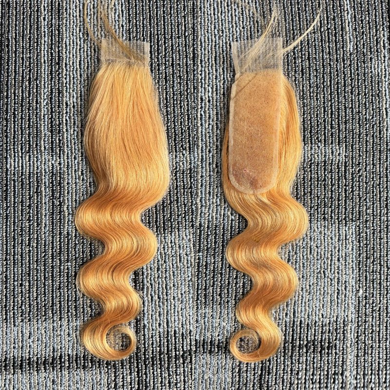 2x6 HD Lace Honey Blonde Closure 100% Human Hair Body Wave 150% Density Deep Parting KIM K #27 Color Lace Closure Middle Part Pre-Plucked 10 Inch
