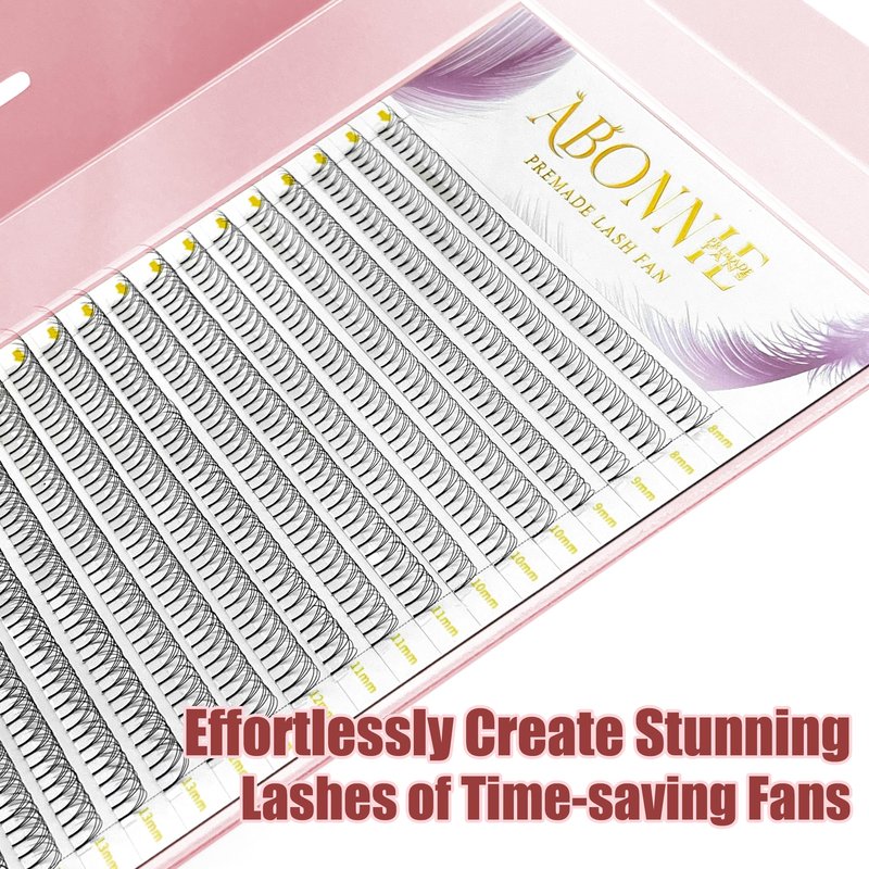 ABONNIE 800 Premade Fans Eyelash Extensions 3D 9mm Mix Premade Lash Fans 0.07 Thickness D Curl Lash Extensions HandmadeVolume Lash Extensions (Short Stem 3D 0.07-D 9mm)