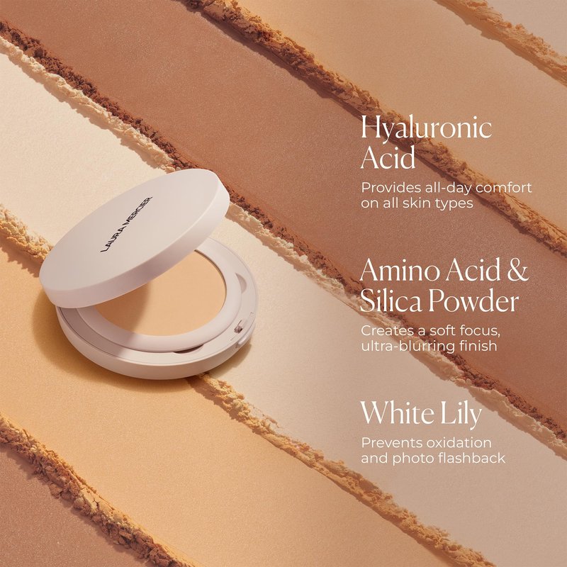 Laura Mercier Ultra-Blur Talc-Free Waterproof Translucent Pressed Setting Powder, 16HR Weightless Wear and Shine Control, Hyaluronic Acid Infused for 24HR Hydration, Natural Finish, Translucent