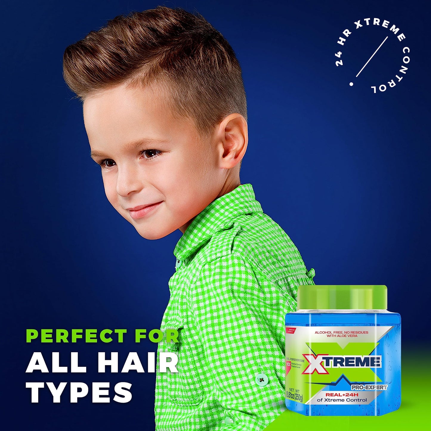 Xtreme Pro-Expert Blue Styling Hair Gel, 24-Hours Extreme Control with Aloe Vera, 8.81 oz Jar (Pack of 24)