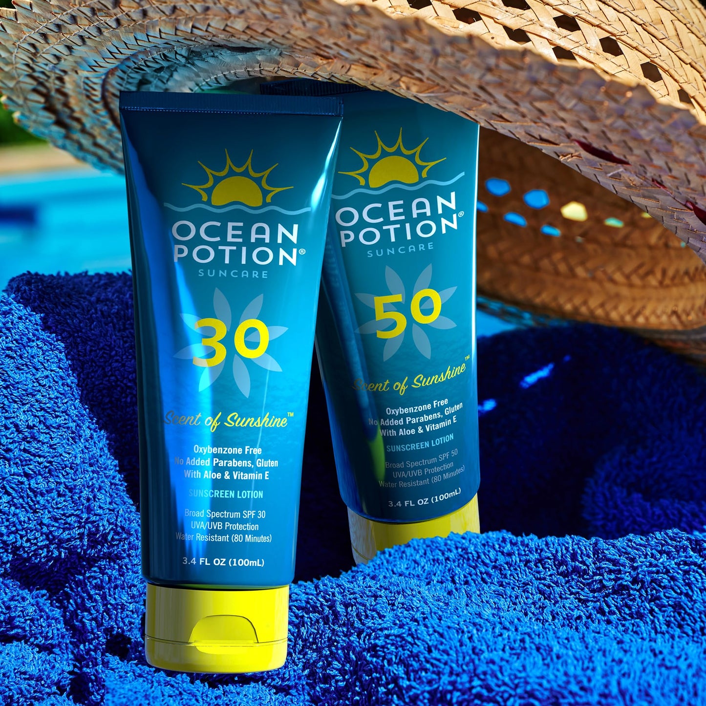 Ocean Potion SPF 30 Sunscreen Body Lotion, Broad Spectrum UVA/UVB Protection with Aloe and Vitamin E, Water-Resistant Non-Greasy Travel Size Sunscreen, 3.4 oz