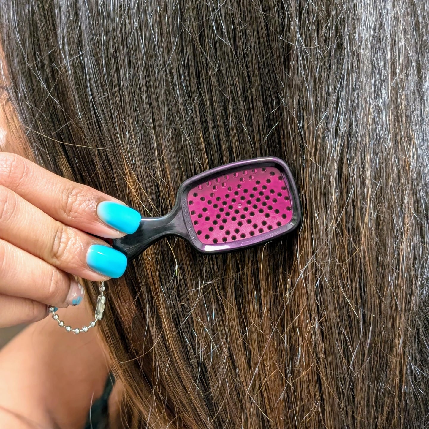 FHI Heat UNbrush Keychain Super Mini Hair Brush — Collectible Miniature Charm for Bags and Keys — Accessory for Beauty Lovers - (Cherry Blossom)