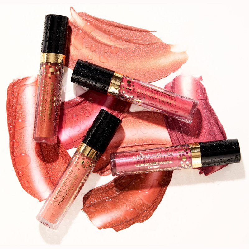 LAURA GELLER NEW YORK Chromatic Water Lip Tint, Holographic Lip Color, Water-Based Formula to Hydrate Dry Lips, Tea Rose