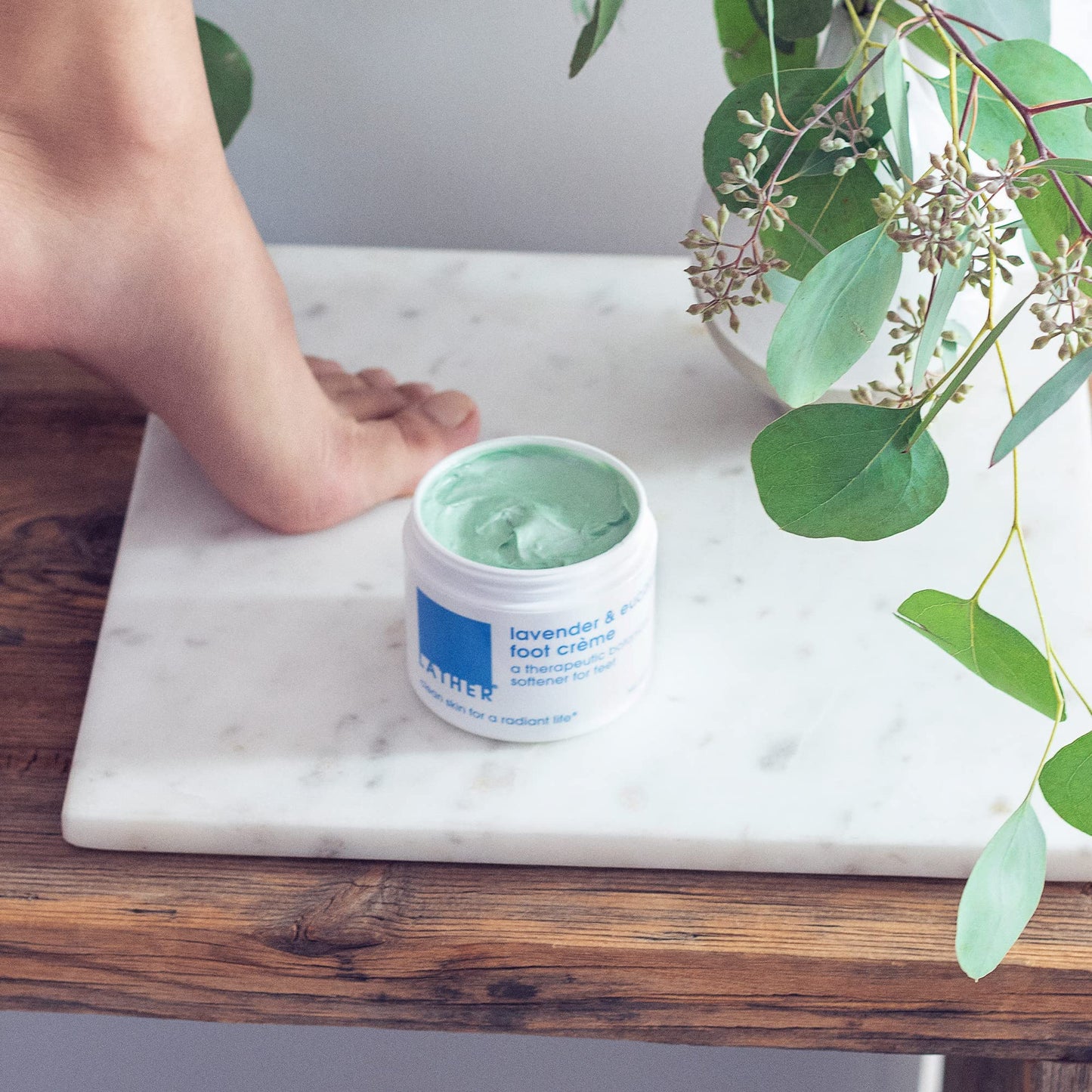LATHER Foot Cream - Moisturizing & Nourishing Cracked Heel Repair for Smooth, Soft Feet - Pedicure Foot Spa - Aromatherapy Foot Lotion For Dry Cracked Feet - 4 Oz