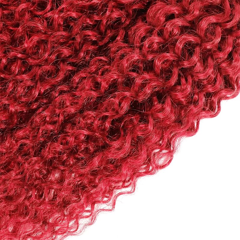 Red Curly Human Hair Bundles 28 Inch Kinky Curly Single Bundle Human Hair Light Red Color Unprocessed Native Virgin Hair 100g Total Double Weft Human Hair Extensions for Women